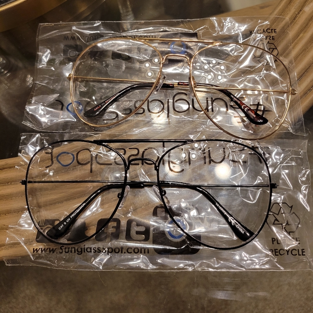 Oversized Vintage Inspired Aviator Clear Lens Glasses Bundle